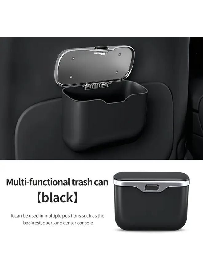 Black Portable Car Trash Can ABS Material Multi Function Wet Dry Use Fits Most Vehicles - Image 5